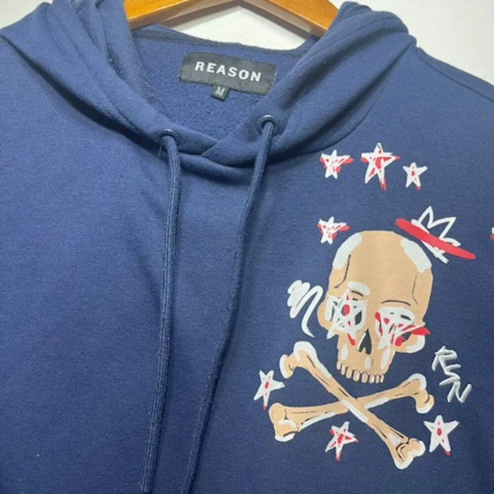 Reason Brand May the Bridges I Burn Light the Way Navy Skull Hoodie‎ Sz M